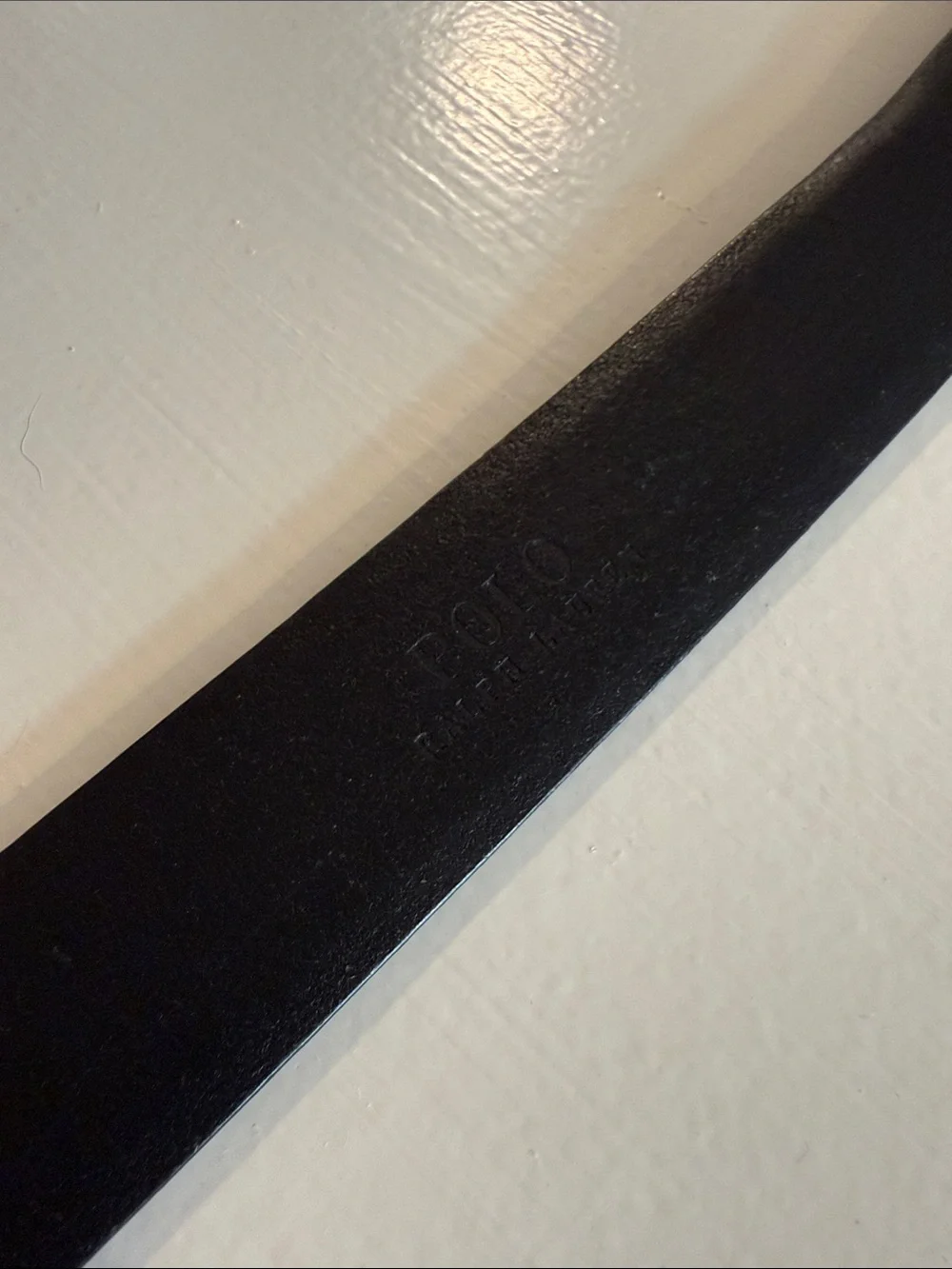 Worn Polo Ralph LaurenMen's Black Leather Belt with Silver Buckle size 90 (36)